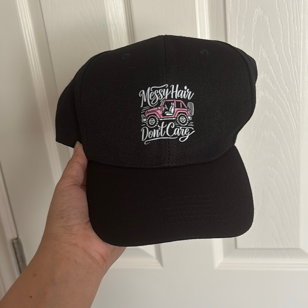 Messy Hair Baseball Cap with jeep print